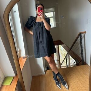 Mango Poplin Puff Sleeve Mini Dress